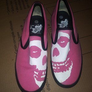 Misfits Crimson Ghost Fiend Skull Pink Slip-Ons DRAVEN Shoes Size 11 Mens